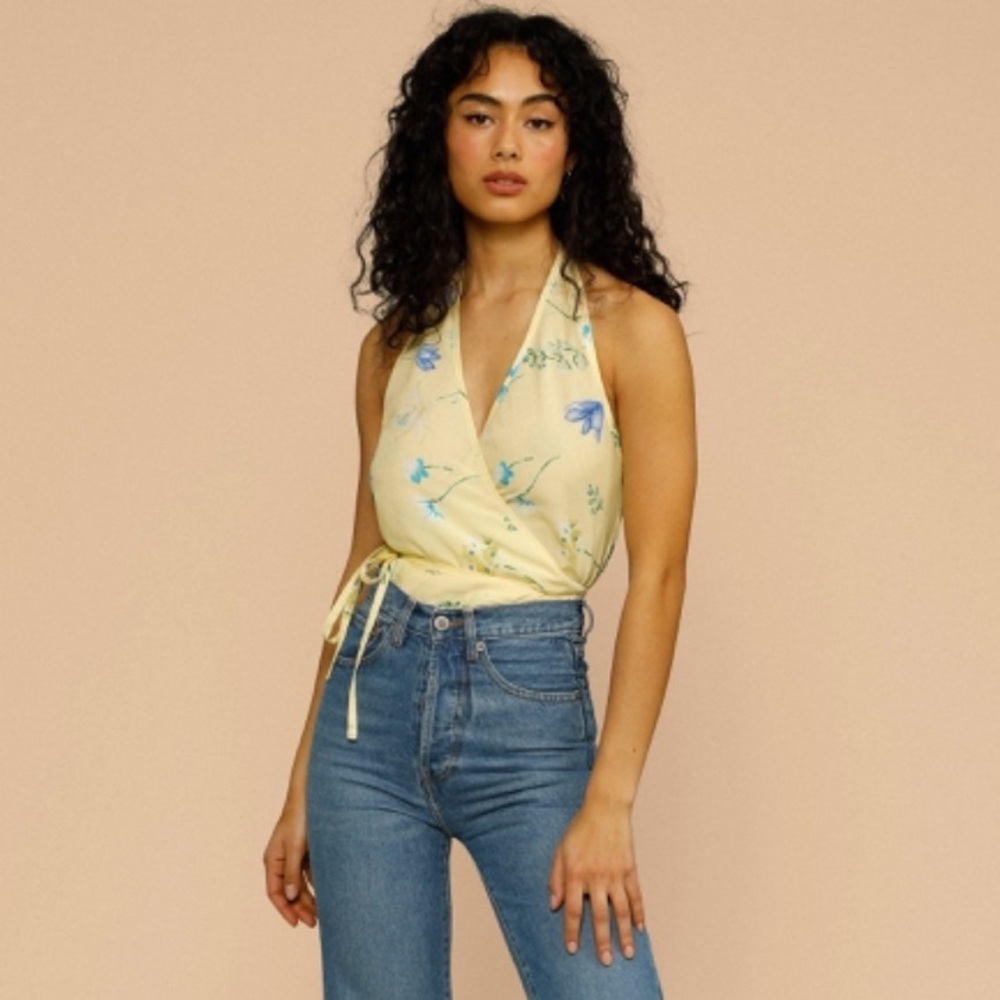 Rouje Amber 90s Inspired Floral Wrap Top